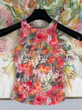 Athleta Floral Racerback Tank Top in Pink, Red, Green